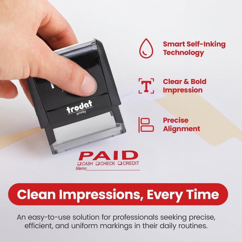 Promot Paid Stamp Self Inking Stamp - Paid Stamp for Office  Accounts Payable Stamp w/Type and Memo - Rubber Stamps for Retail Use  Red Ink Stamp  Self Inking Stamp for Business Supplies - Image 3
